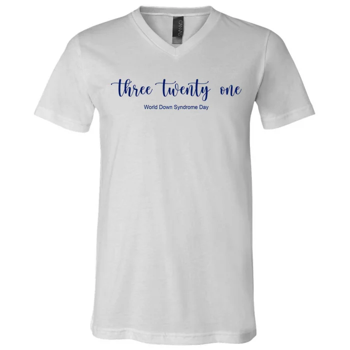 Three Twenty One World Down Syndrome Day V-Neck T-Shirt