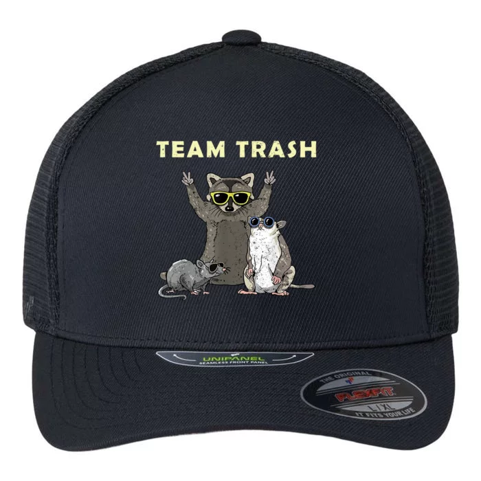 Team Trash Opossum Raccoon Rat Funny Animals Flexfit Unipanel Trucker Cap