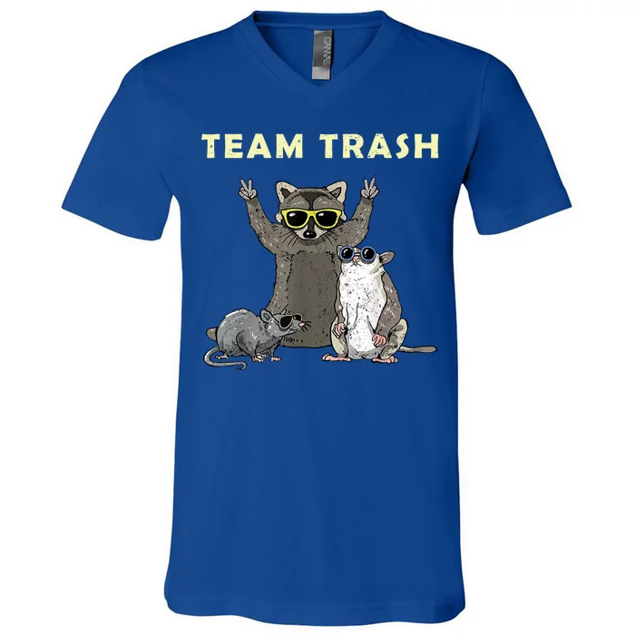 Team Trash Opossum Raccoon Rat Funny Animals V-Neck T-Shirt