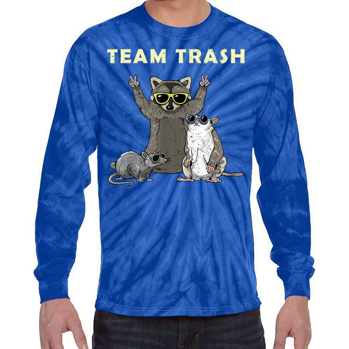 Team Trash Opossum Raccoon Rat Funny Animals Tie-Dye Long Sleeve Shirt