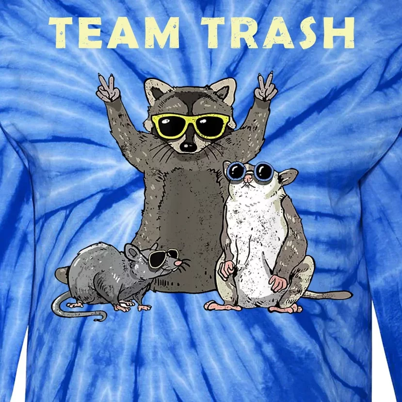 Team Trash Opossum Raccoon Rat Funny Animals Tie-Dye Long Sleeve Shirt