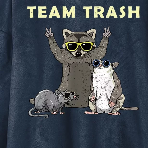 Team Trash Opossum Raccoon Rat Funny Animals Hooded Wearable Blanket