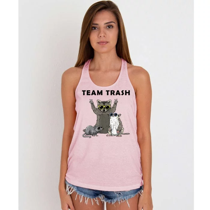 Team Trash Opossum Raccoon Rat Funny Animals Women's Knotted Racerback Tank