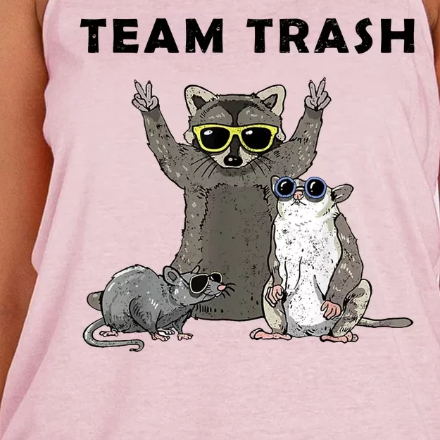 Team Trash Opossum Raccoon Rat Funny Animals Women's Knotted Racerback Tank