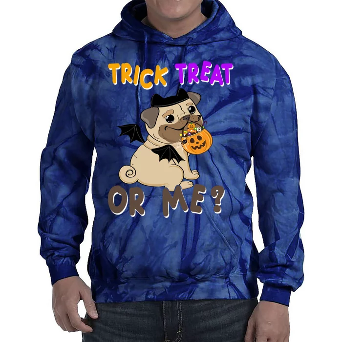 Trick Treat Or Me Pug Dog Halloween Tie Dye Hoodie