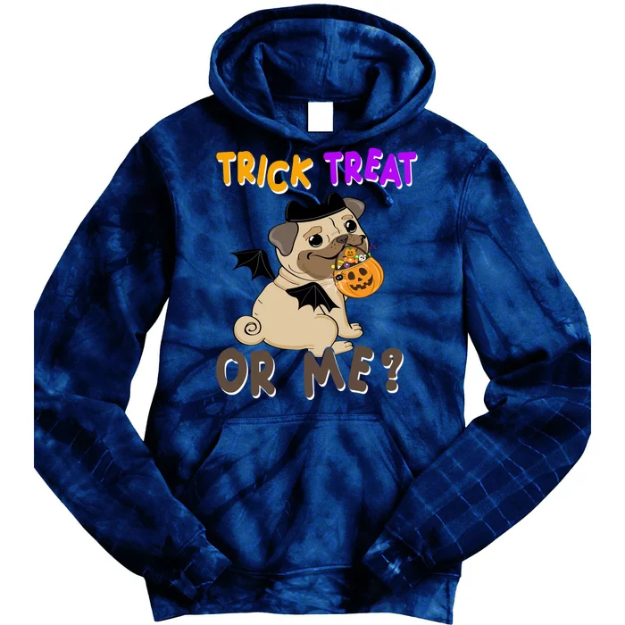 Trick Treat Or Me Pug Dog Halloween Tie Dye Hoodie