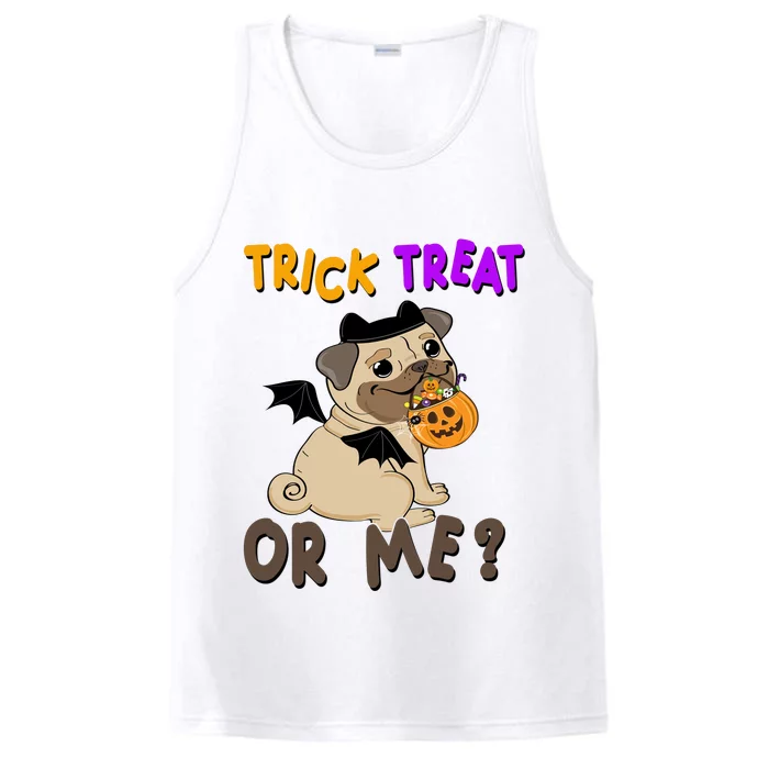 Trick Treat Or Me Pug Dog Halloween Performance Tank