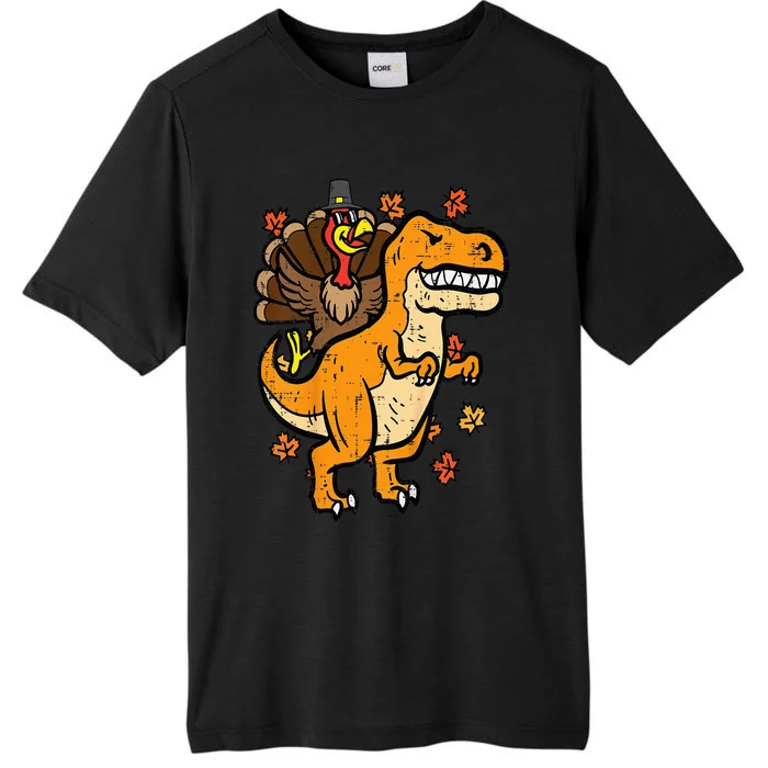 Thanksgiving Turkey On Dino Trex Fall ChromaSoft Performance T-Shirt