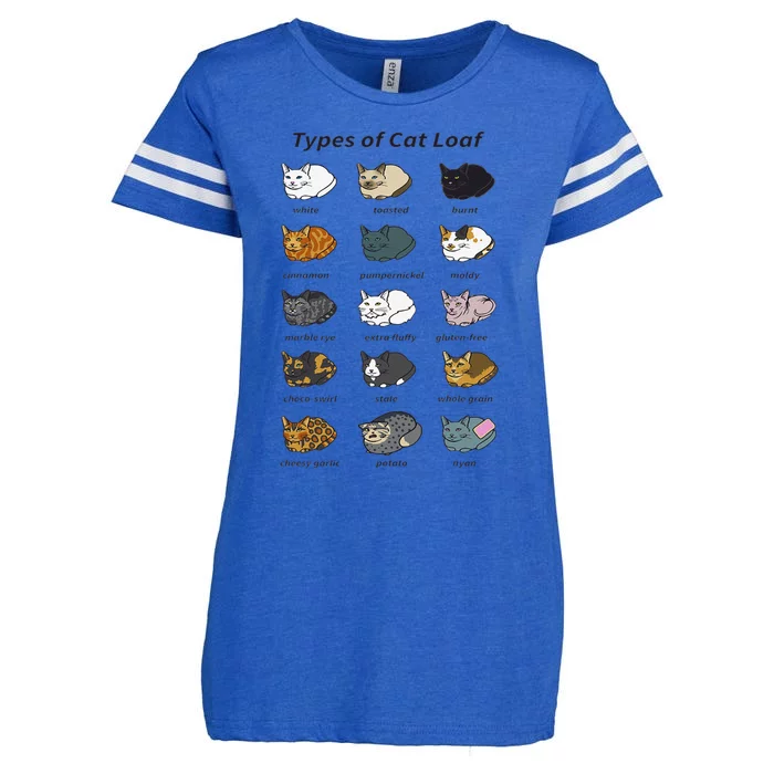 The Types Of Cat Loaf Funny Animal Pet Owner Enza Ladies Jersey Football T-Shirt