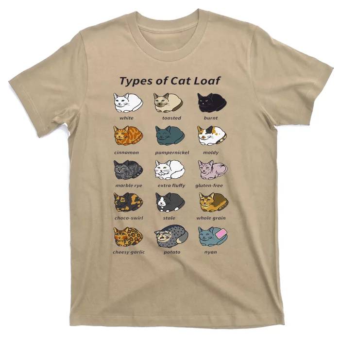 The Types Of Cat Loaf Funny Animal Pet Owner T-Shirt