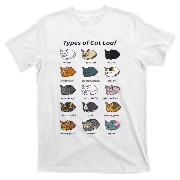 The Types of Cat Loaf Funny Animal Pet Owner T-Shirt