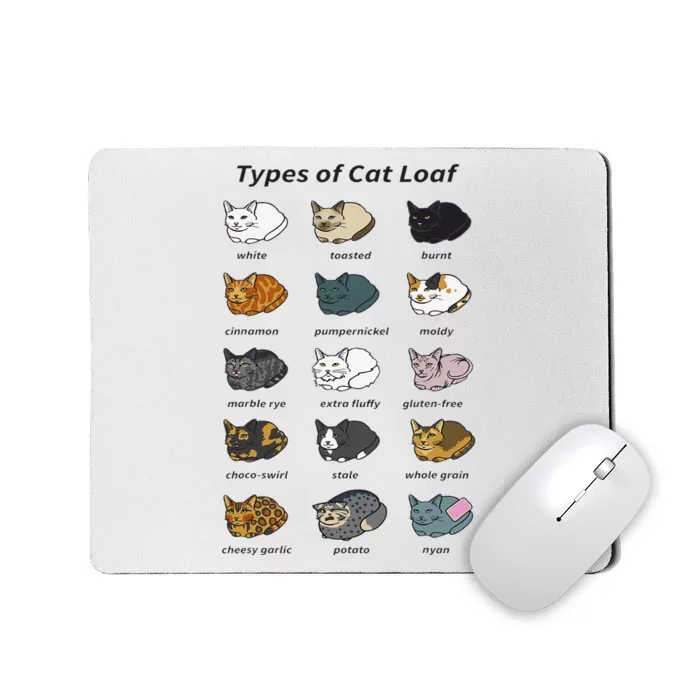 The Types of Cat Loaf Funny Animal Pet Owner Mousepad