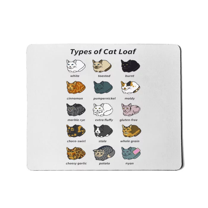 The Types of Cat Loaf Funny Animal Pet Owner Mousepad