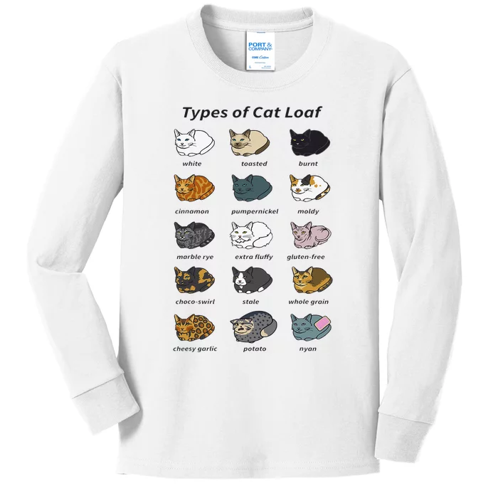 The Types of Cat Loaf Funny Animal Pet Owner Kids Long Sleeve Shirt