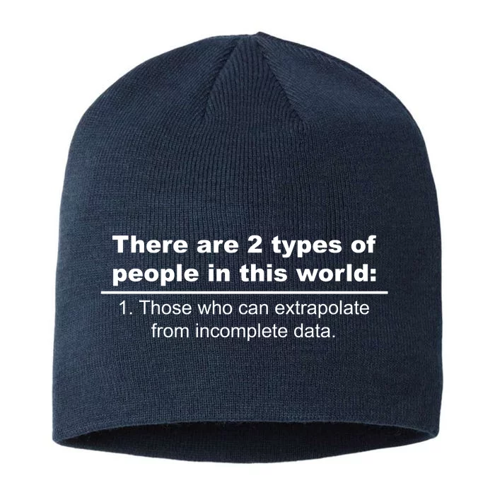 Two Types Of People Extrapolate Incomplete Data 8 1/2in Sustainable Knit Beanie