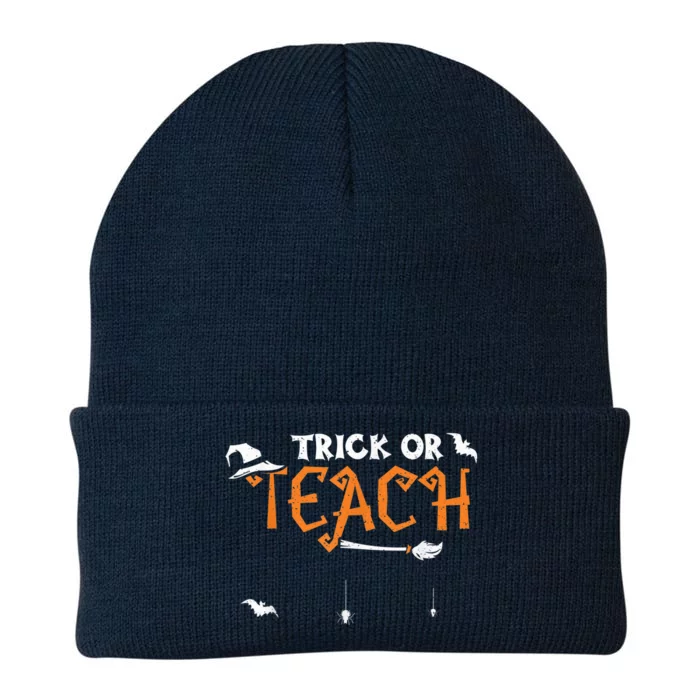 Teacher: Trick Or Teach - Halloween Sayings Knit Cap Winter Beanie