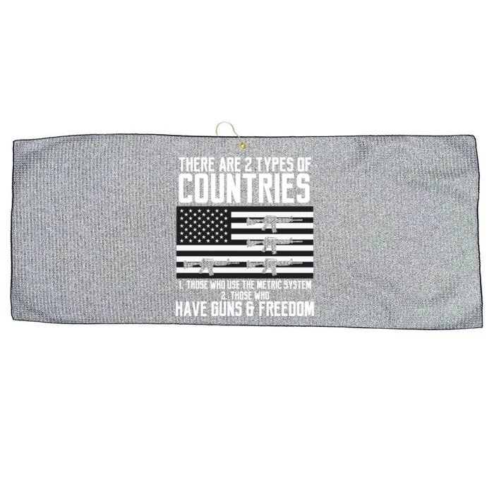 Two Types Of Countries Have Freedom Us Flag 2a Gun Rights Great Gift Large Microfiber Waffle Golf Towel