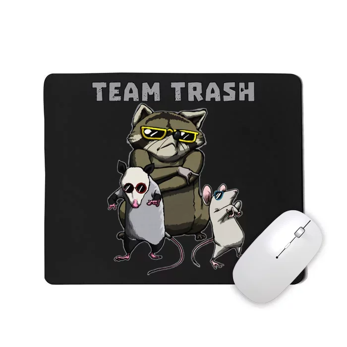 Team Trash Opossum Raccoon Rat Funny Animals Garbage Squad Mousepad