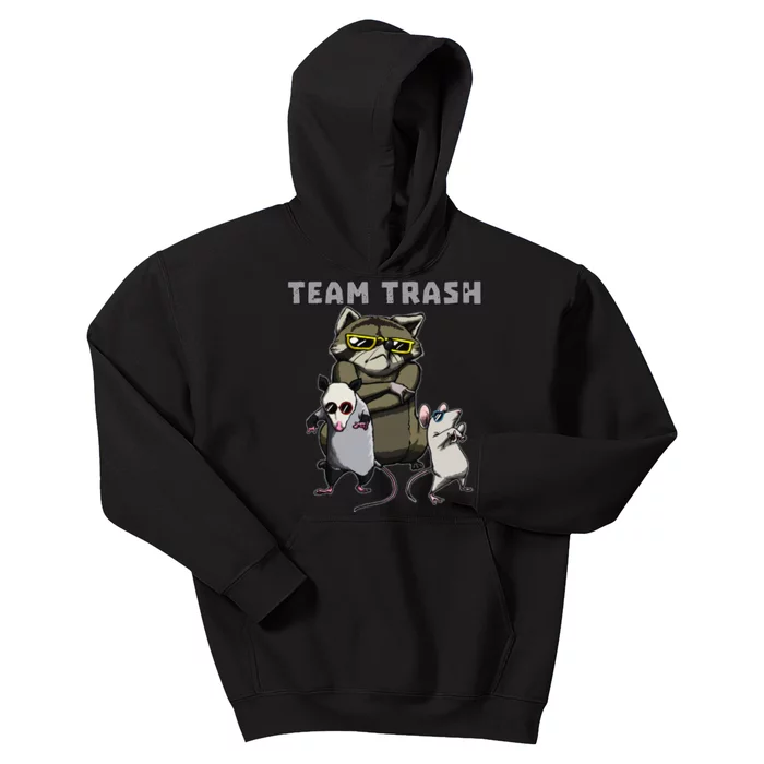 Team Trash Opossum Raccoon Rat Funny Animals Garbage Squad Kids Hoodie