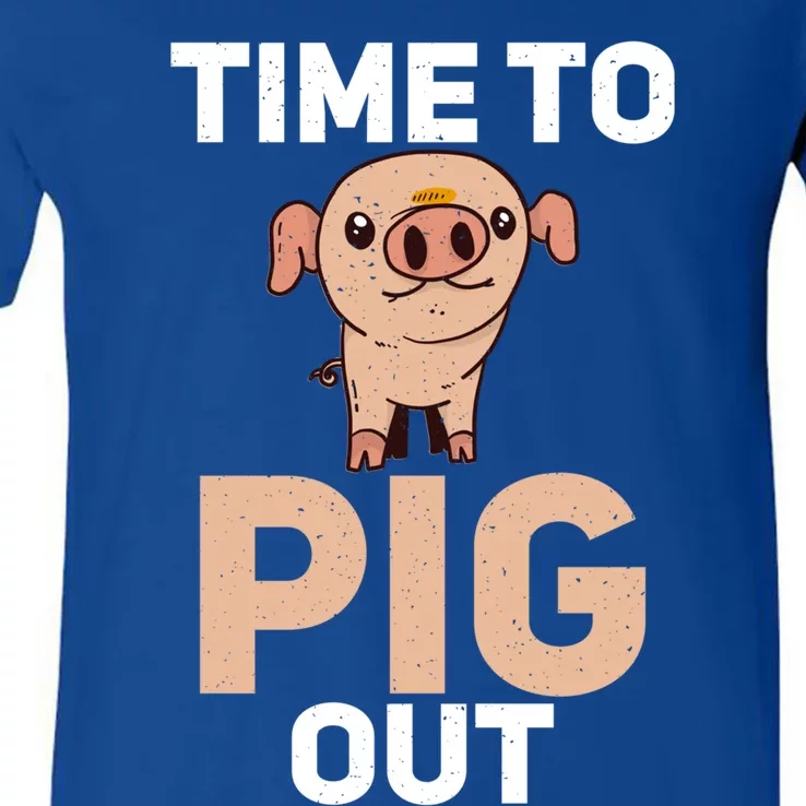 Time To Pig Out Pig Owner Pig Farmer Meaningful Gift V-Neck T-Shirt