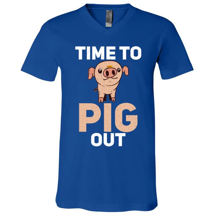 Time To Pig Out Pig Owner Pig Farmer Meaningful Gift V-Neck T-Shirt