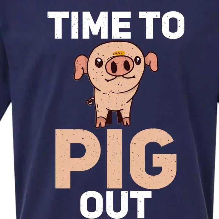 Time To Pig Out Pig Owner Pig Farmer Meaningful Gift Sueded Cloud Jersey T-Shirt