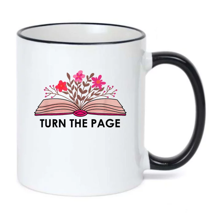 Turn The Page Teacher Floral Book Turn The Page Black Color Changing Mug