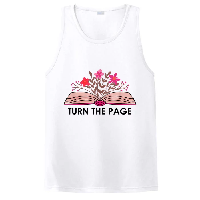 Turn The Page Teacher Floral Book Turn The Page Performance Tank