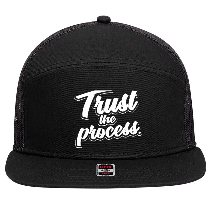 Trust The Process Motivational Quote Workout Gym 7 Panel Mesh Trucker Snapback Hat