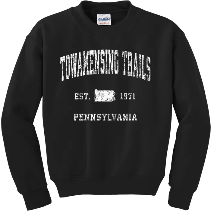 Towamensing Trails Pennsylvania Pa Vintage Athletic Sports D Kids Sweatshirt