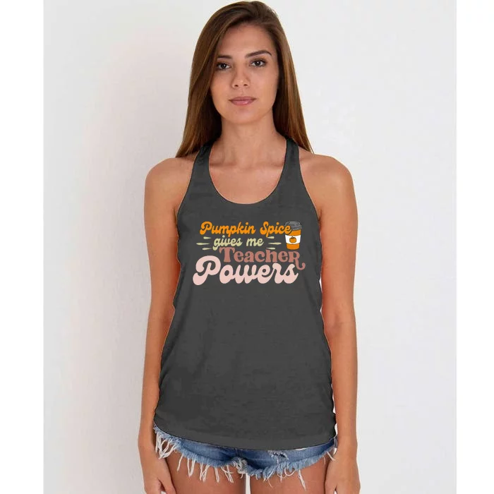 Thanksgiving Teacher Power Pumpkin Spice Classroom Women's Knotted Racerback Tank