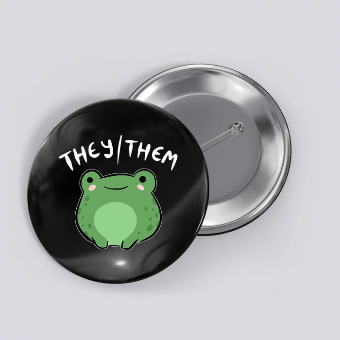 They Them Pronouns Frog Cute Nonbinary Queer Aesthetic Button