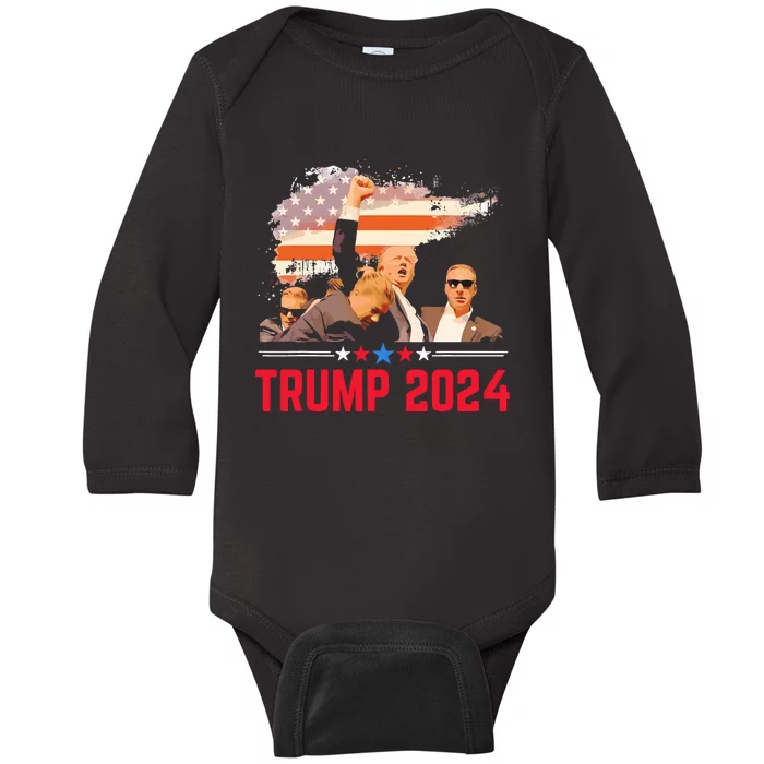 Trump Trending Political Pennsylvania Trump 2024 Baby Long Sleeve Bodysuit