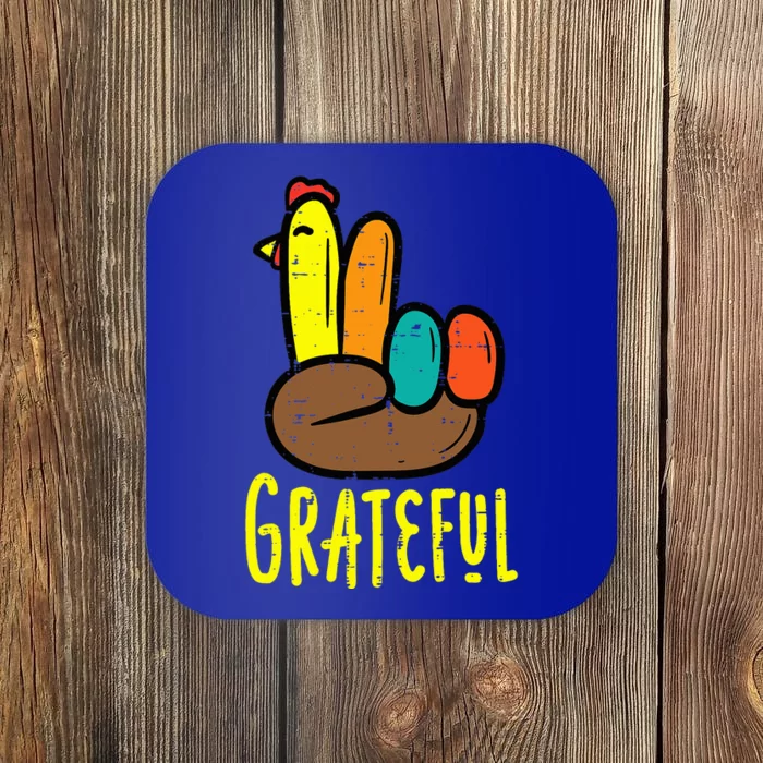 Thanksgiving Turkey Peace Hand Grateful Fall Coaster