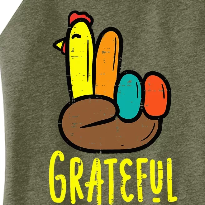 Thanksgiving Turkey Peace Hand Grateful Fall Women’s Perfect Tri Rocker Tank