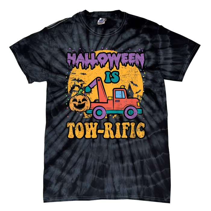 Tow Truck Pumpkin Halloween Costume Towing Tie-Dye T-Shirt