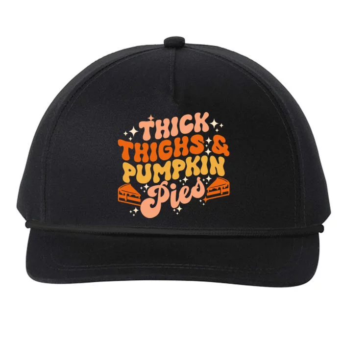 Thick Thighs Pumpkin Pies Autumn Thanksgiving Groovy Retro Snapback Five-Panel Rope Hat