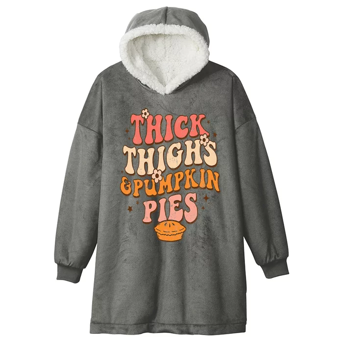 Thick Thighs Pumpkin Pies Autumn Thanksgiving Hooded Wearable Blanket