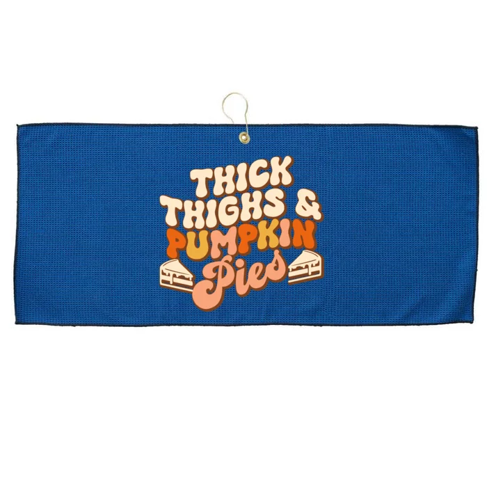 Thick Thighs Pumpkin Pies Autumn Thanksgiving Groovy Retro Large Microfiber Waffle Golf Towel