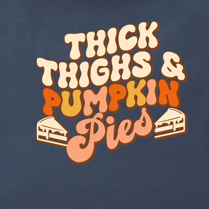 Thick Thighs Pumpkin Pies Autumn Thanksgiving Groovy Retro Zip Tote Bag