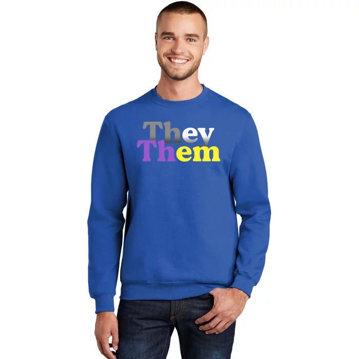 They Them Pronoun Gift Gender Nonbinary Awareness Lgbt Great Gift Tall Sweatshirt