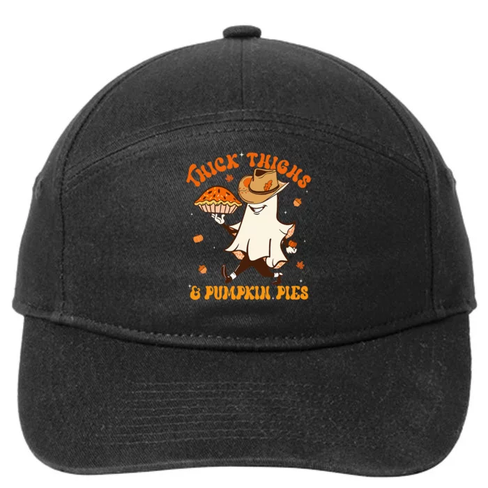 Thick Thighs Pumpkin Pies Howdy Ghost Halloween Thanksgiving 7-Panel Snapback Hat