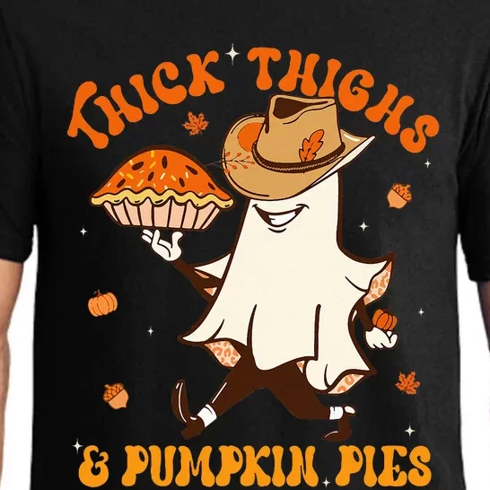 Thick Thighs Pumpkin Pies Howdy Ghost Halloween Thanksgiving Pajama Set