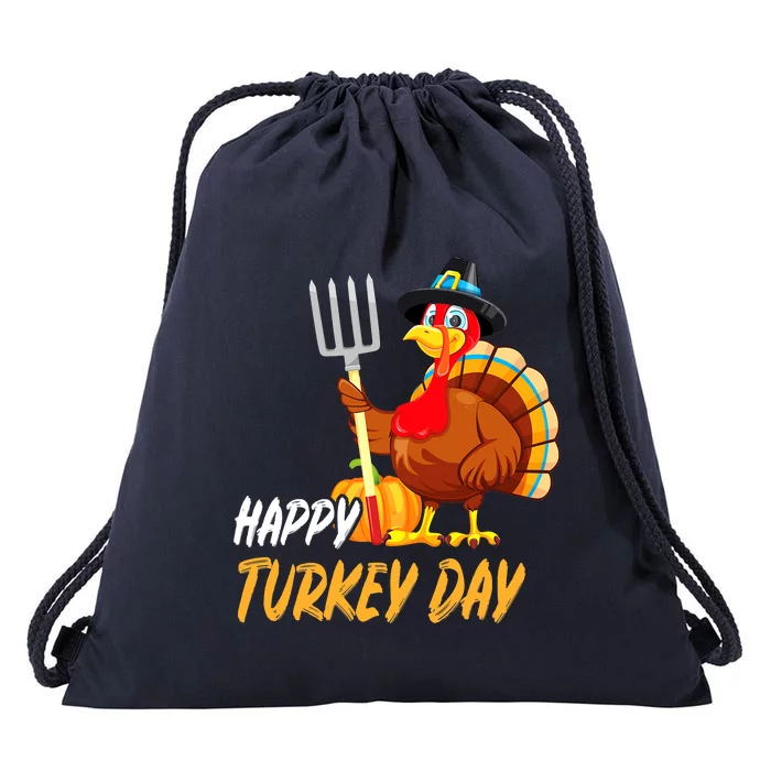 Turkeys Thanksgiving Pilgrim Holiday Drawstring Bag