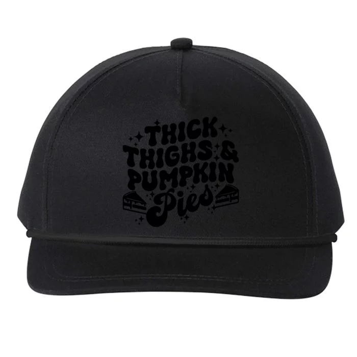 Thick Thighs Pumpkin Pies Autumn Thanksgiving Groovy Retro Snapback Five-Panel Rope Hat