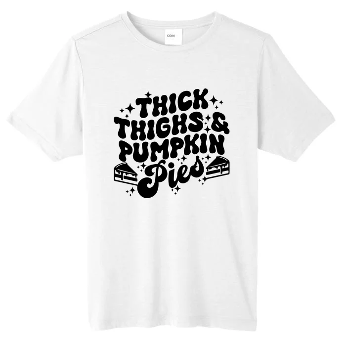 Thick Thighs Pumpkin Pies Autumn Thanksgiving Groovy Retro ChromaSoft Performance T-Shirt