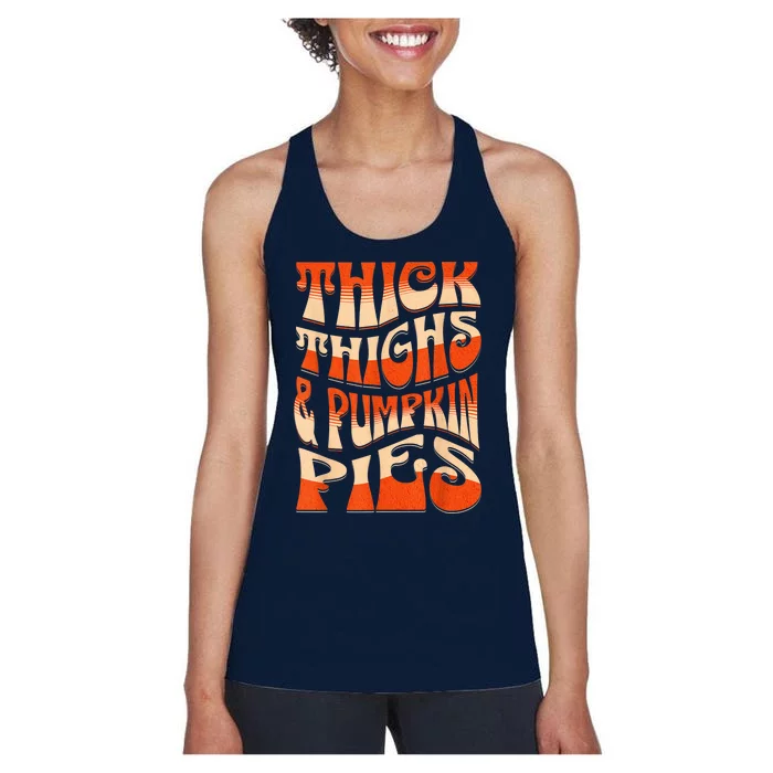 Thick Thighs & Pumpkin Pies Funny Female Halloween Outfit Women's Racerback Tank