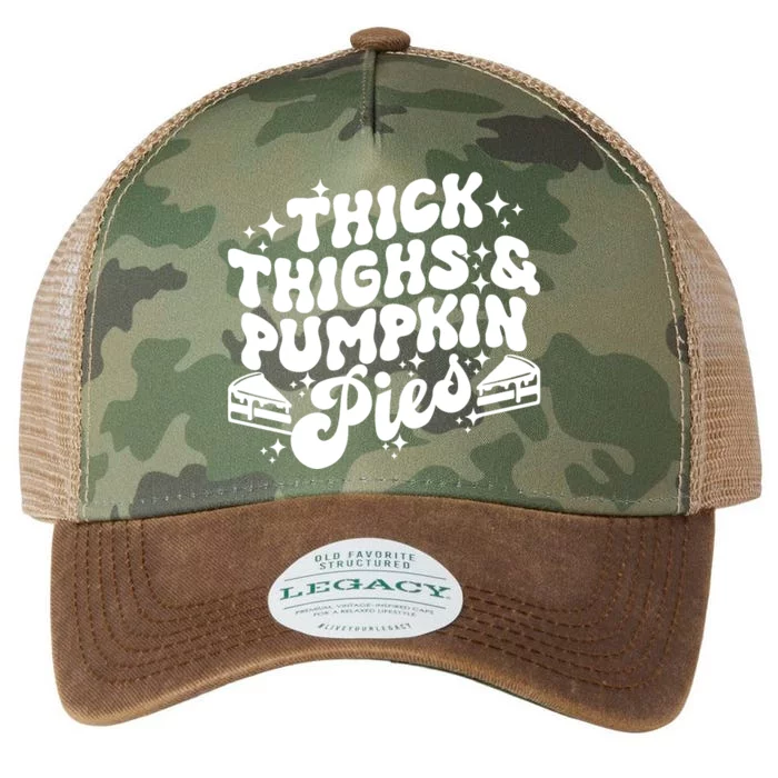 Thick Thighs Pumpkin Pies Autumn Thanksgiving Groovy Retro Legacy Tie Dye Trucker Hat