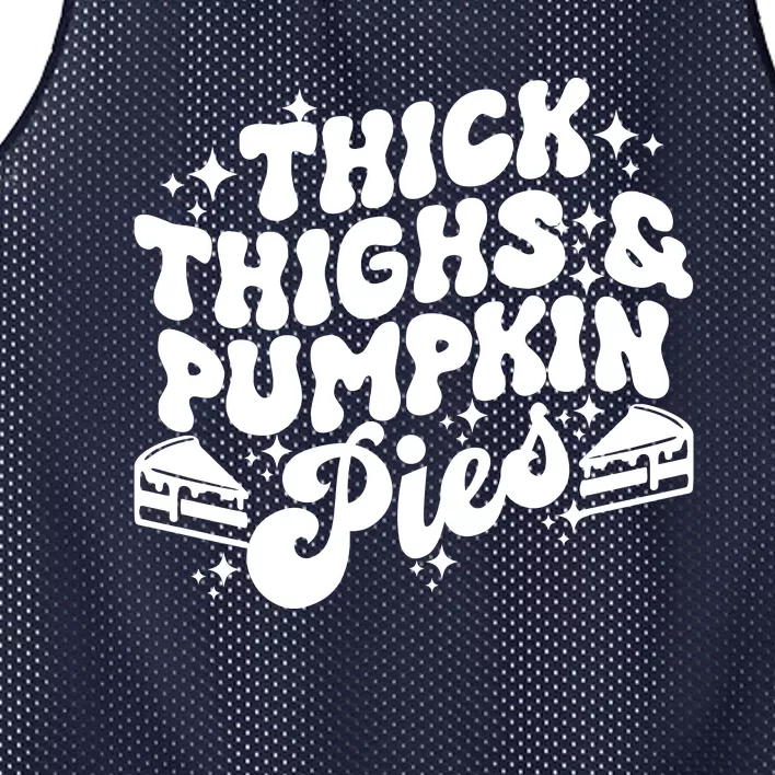 Thick Thighs Pumpkin Pies Autumn Thanksgiving Groovy Retro Mesh Reversible Basketball Jersey Tank