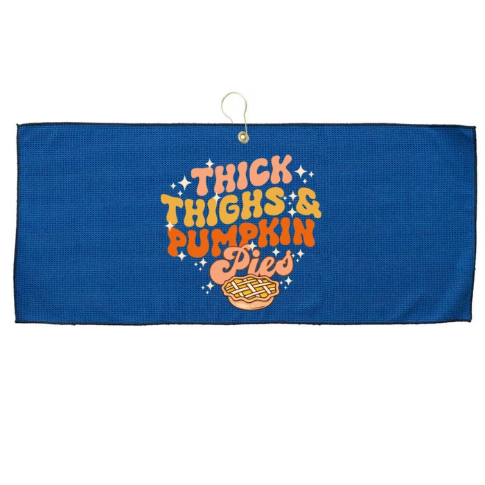 Thick Thighs Pumpkin Pies Autumn Thanksgiving Groovy Retro Large Microfiber Waffle Golf Towel